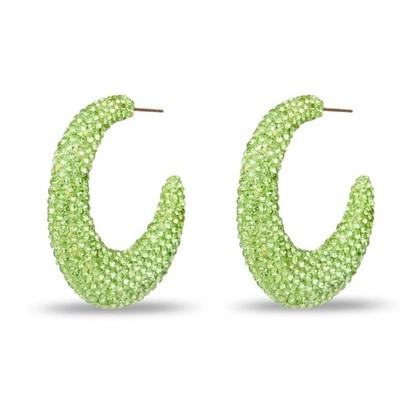 Lele Sadoughi Archer Pave Hoop Earrings in Chartreuse | eBay US