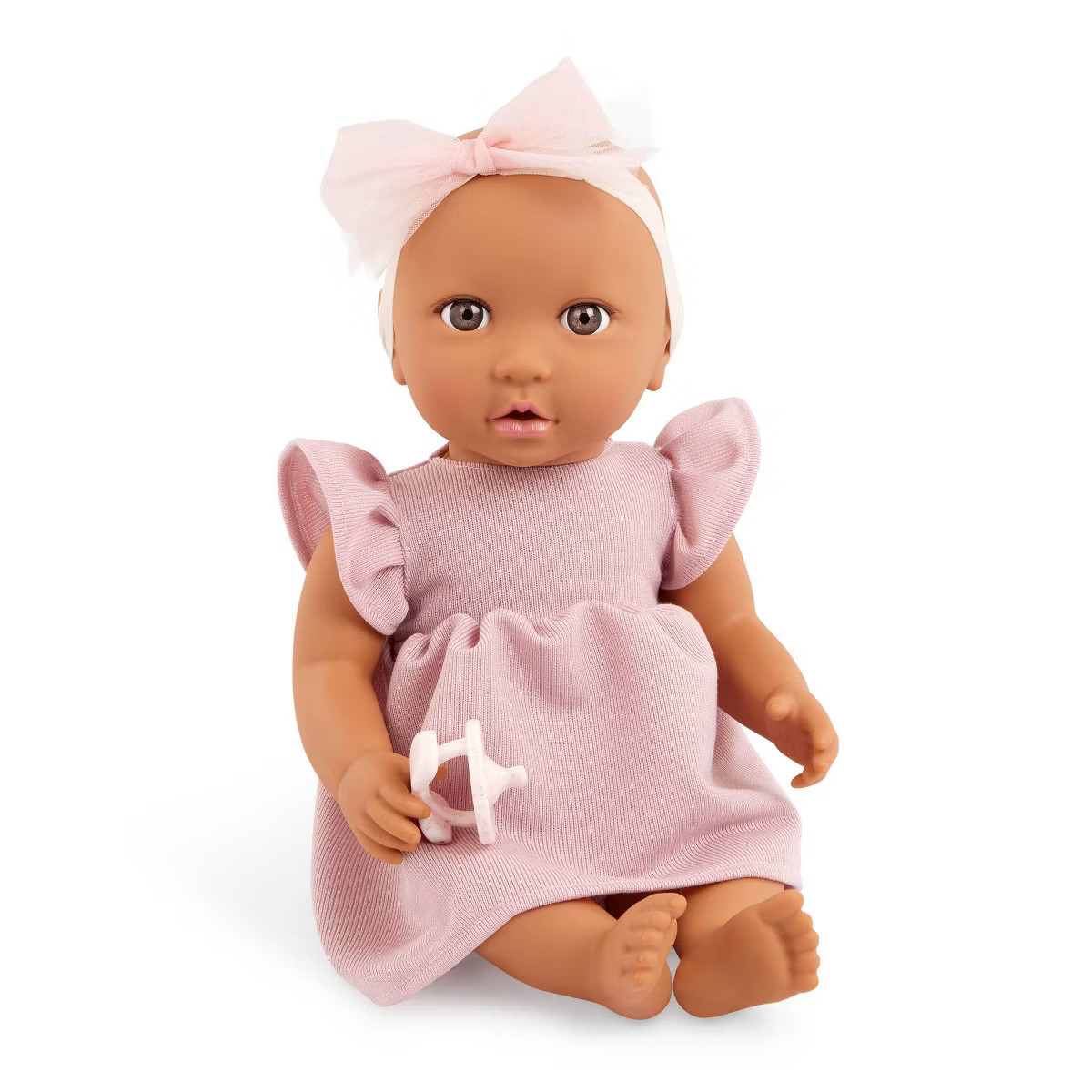 LullaBaby 14" Baby Doll with Pink Dress & Pacifier - Brown Eyes: BPA-Free Plastic and Polyester D... | Target