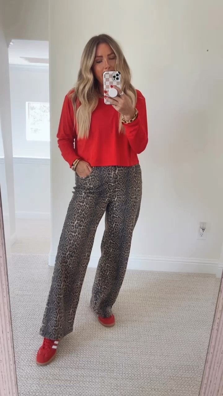Sized up to a large in the leopard pants. Free people looks for less sized up to large.  Eras tour outfit. Workwear. Leopard pants. Family photos outfit. Game day outfit. Workout top. Fitness. Free people looks for less long sleeve tee sized up to large. Leggings fit tts. Halloween outfit. Fall outfit. Fall fashion. Sambas. 


#LTKHoliday #LTKGiftGuide #LTKCyberWeek