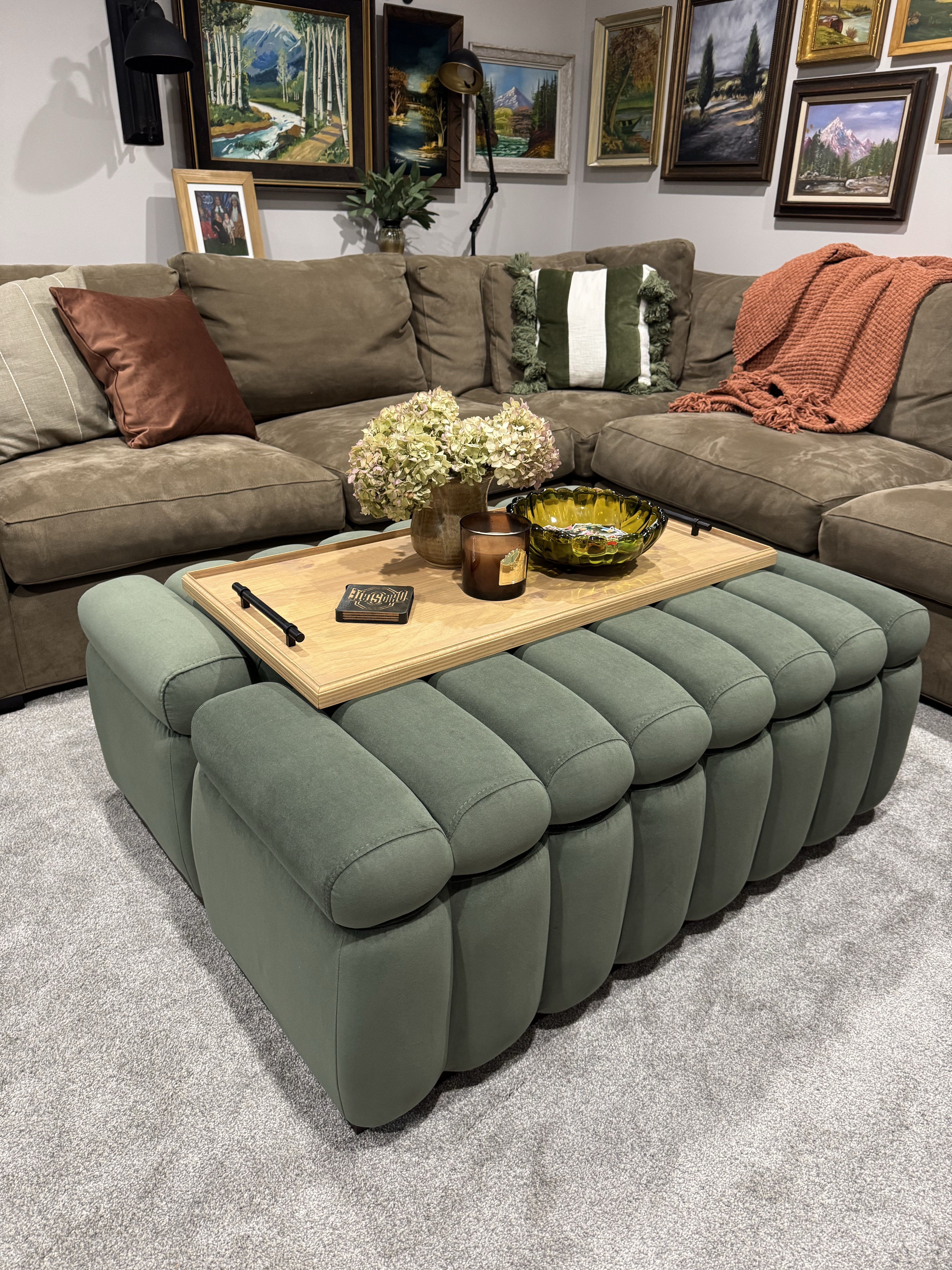 I used 2 of the Walmart storage benches back to back to create this over size ottoman! Also comes in cream  

#LTKHome #LTKStyleTip