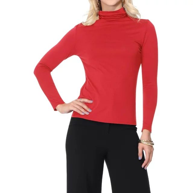 Women's Lightweight Soft Long Sleeve Solid Mock Neck Sweater Turtleneck S-3XL Made in USA | Walmart (US)