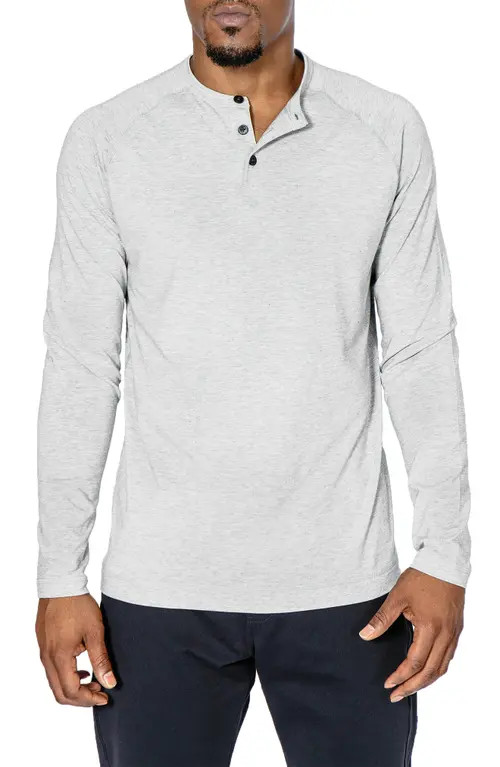 Public Rec Go-To Long Sleeve Performance Henley T-Shirt in Heather Silver Spoon at Nordstrom, Size Medium | Nordstrom