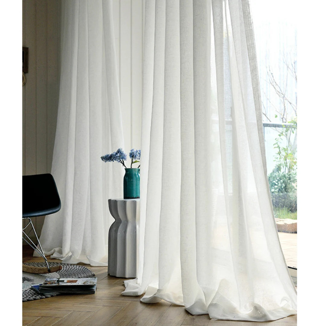 Linen Sheer White Curtains, sheer curtain panels, shabby chic curtains, sheer window curtains,  c... | Etsy ROW
