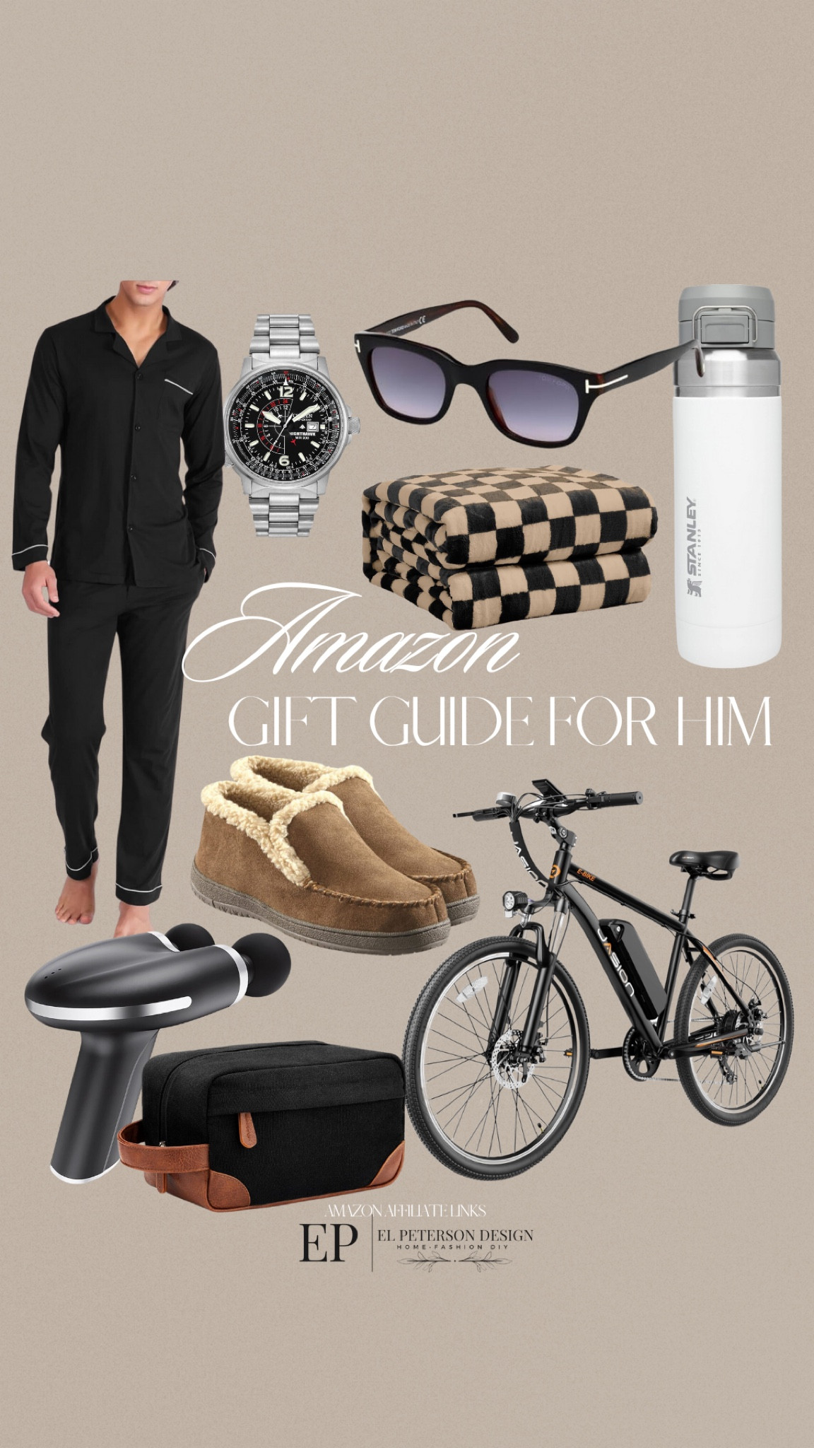 Gift Guide for Him
Bicycle 
Slippers
Massage gun
Sunglasses
Travel bag
Pjs
Watch
Blanket 

#LTKGiftGuide #LTKHome #LTKStyleTip