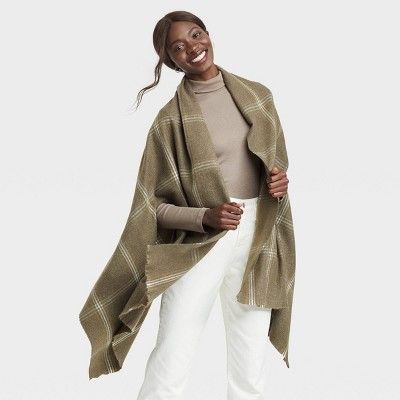 Women's Plaid Wrap Jacket - A New Day™ Olive One Size | Target