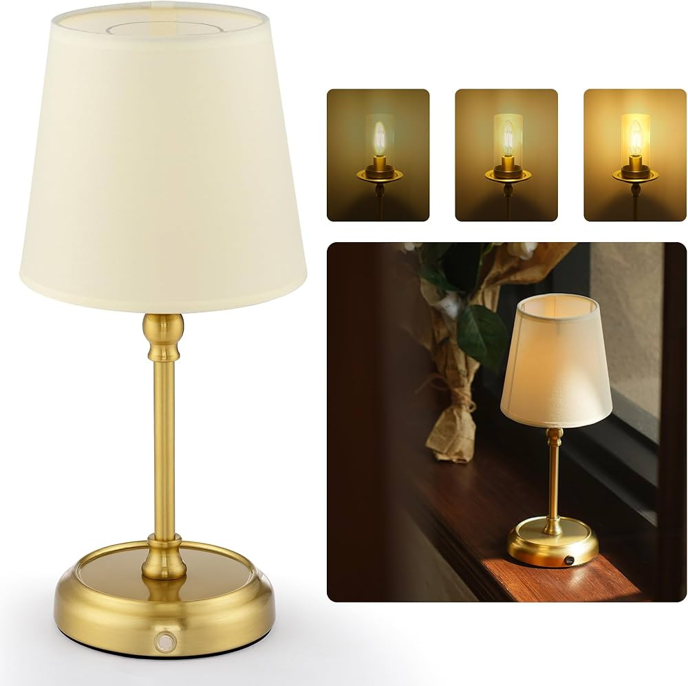 Wireless Rechargeable Bedside Lamps 5200mAh with Bulb Included, Dimmable Touch Table Lamps, 3 in ... | Amazon (FR)