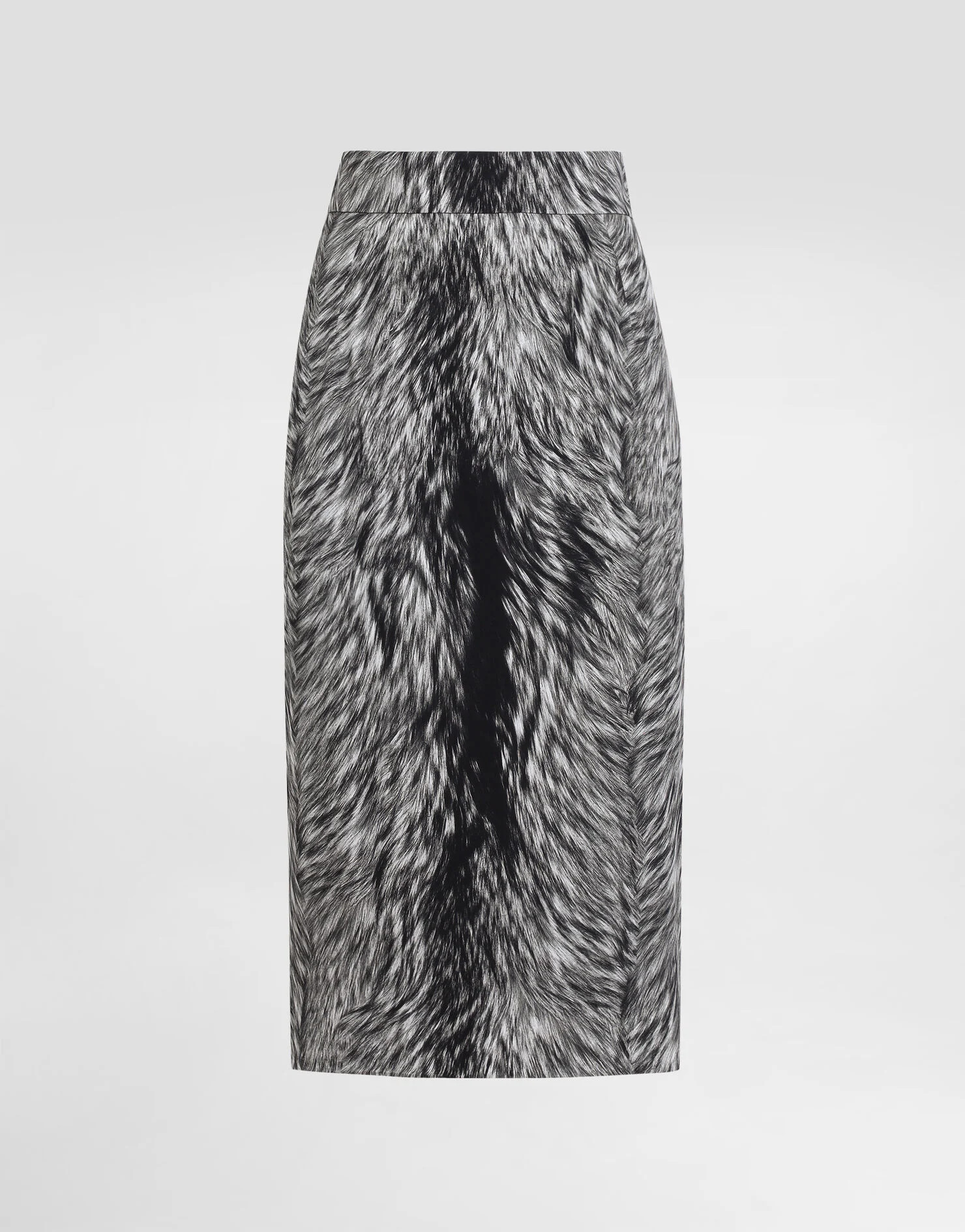 Charmeuse midi pencil skirt with fur print | Dolce & Gabbana US