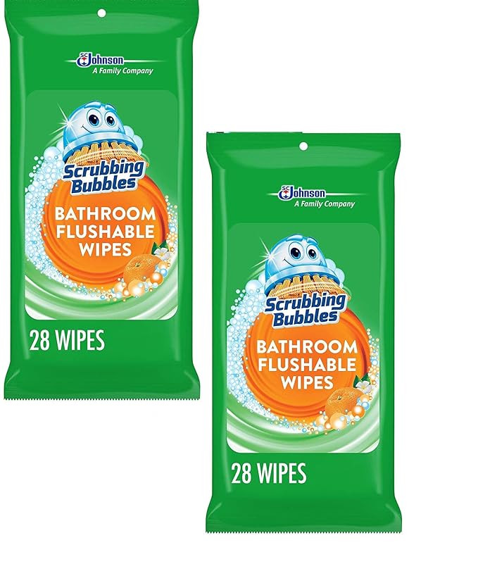 Antibacterial Bathroom Flushable Wipes, Citrus Action, 28 Count - 2 Pack | Amazon (US)