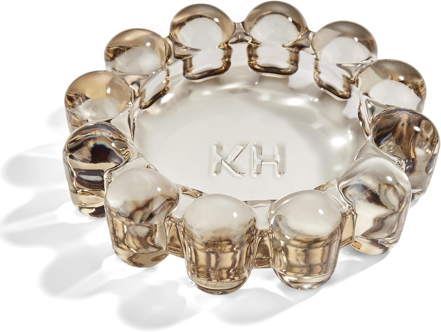 khtumeware Chic Smoky Bubble Glass Candle Dish – Modern Clear Glass Candle Holder for Tealights & Diffusers, Decorative Tray for Home & Tabletop Decor（1 Pack） | Amazon (US)