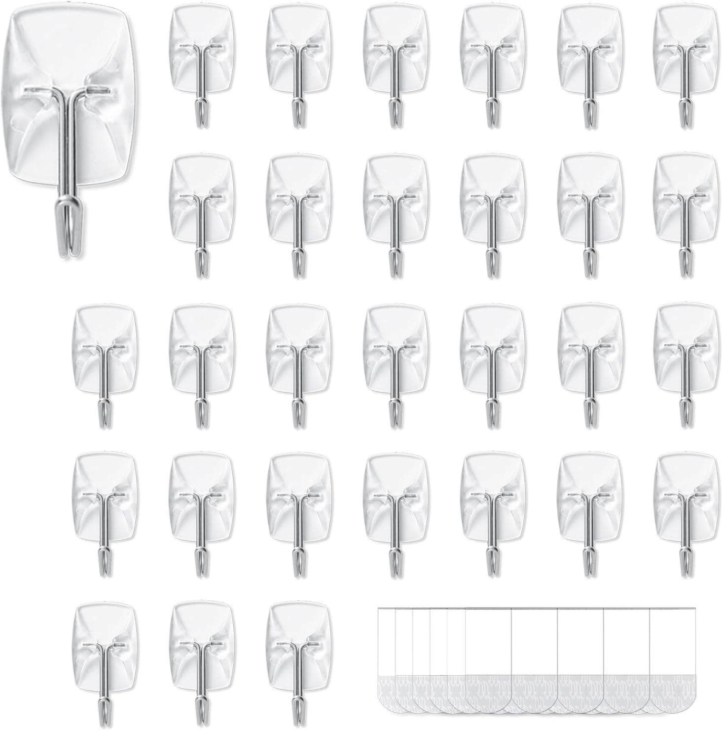 Clear Wall Hooks for Hanging, 30 Hooks+40 Strips, Value Pack (S) | Amazon (US)