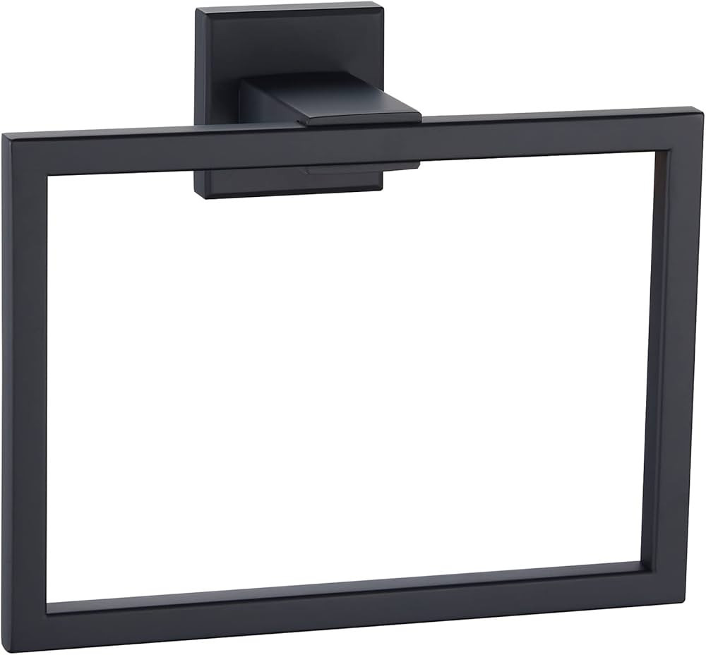 Towel Holder Matte Black, Angle Simple Stainless Steel Bathroom Hand Towel Rack, Square Towel Rin... | Amazon (US)