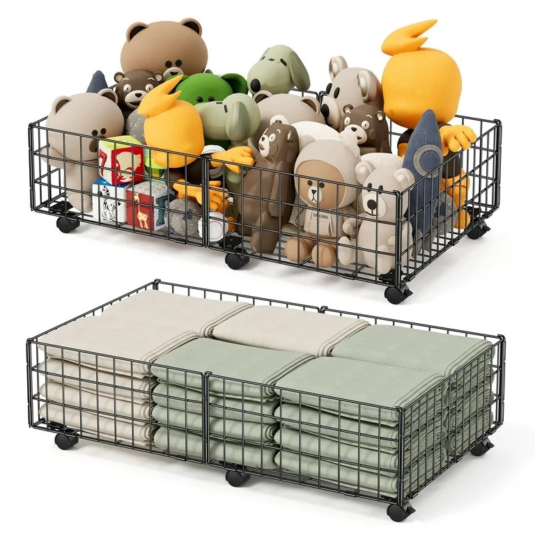 Mr IRONSTONE Under Bed Storage with Wheels, 2 Pack Living Room Bedroom Storage Organizers, Large ... | Walmart (US)