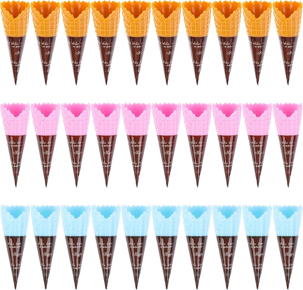 30 Pcs Mini Realistic Artificial Ice Cream Cone Adorable Ice Cream Cone Pretend Play Food Dollhou... | Amazon (US)