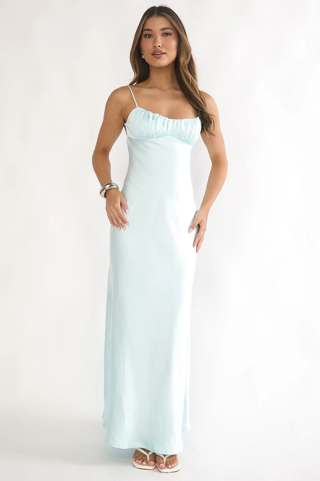 Paula Maxi Dress - Mint Satin Slip Dress | Lady Black Tie