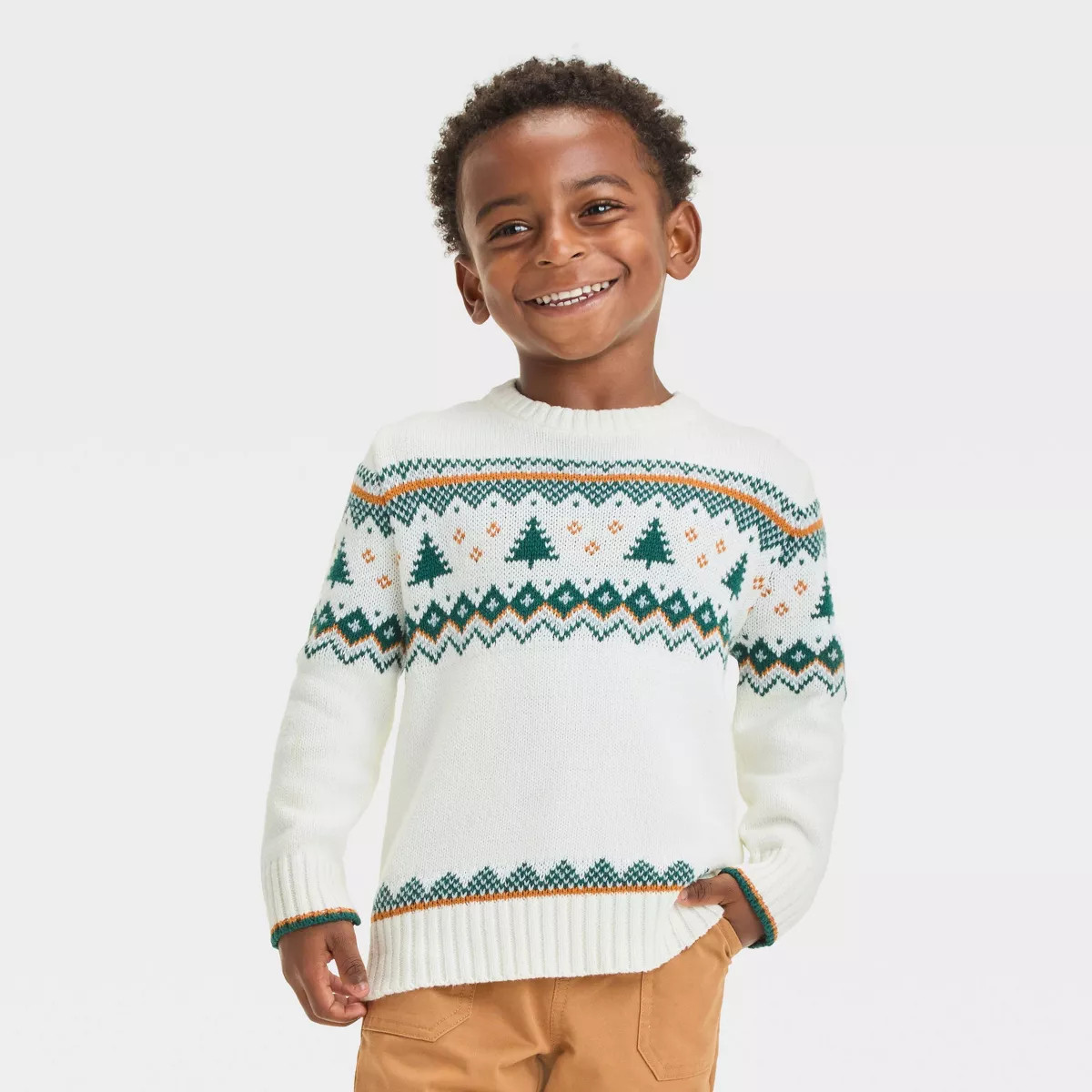 Toddler Boys' Fairisle Pullover Crewneck Sweater - Cat & Jack™ Cream | Target