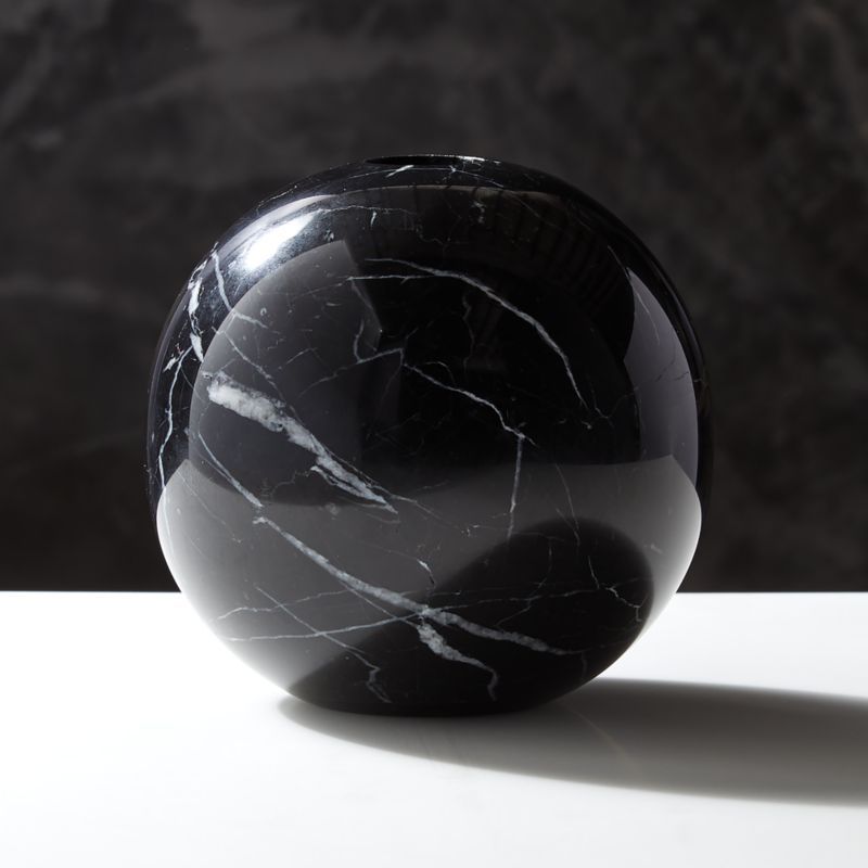 Stick It Anywhere Black Marble Vase + Reviews | CB2 | CB2