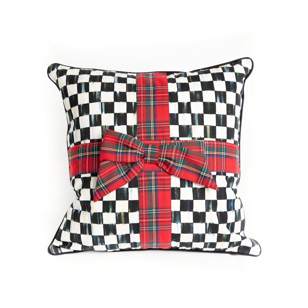 Courtly Check Tartan Bow Throw Pillow | MacKenzie-Childs