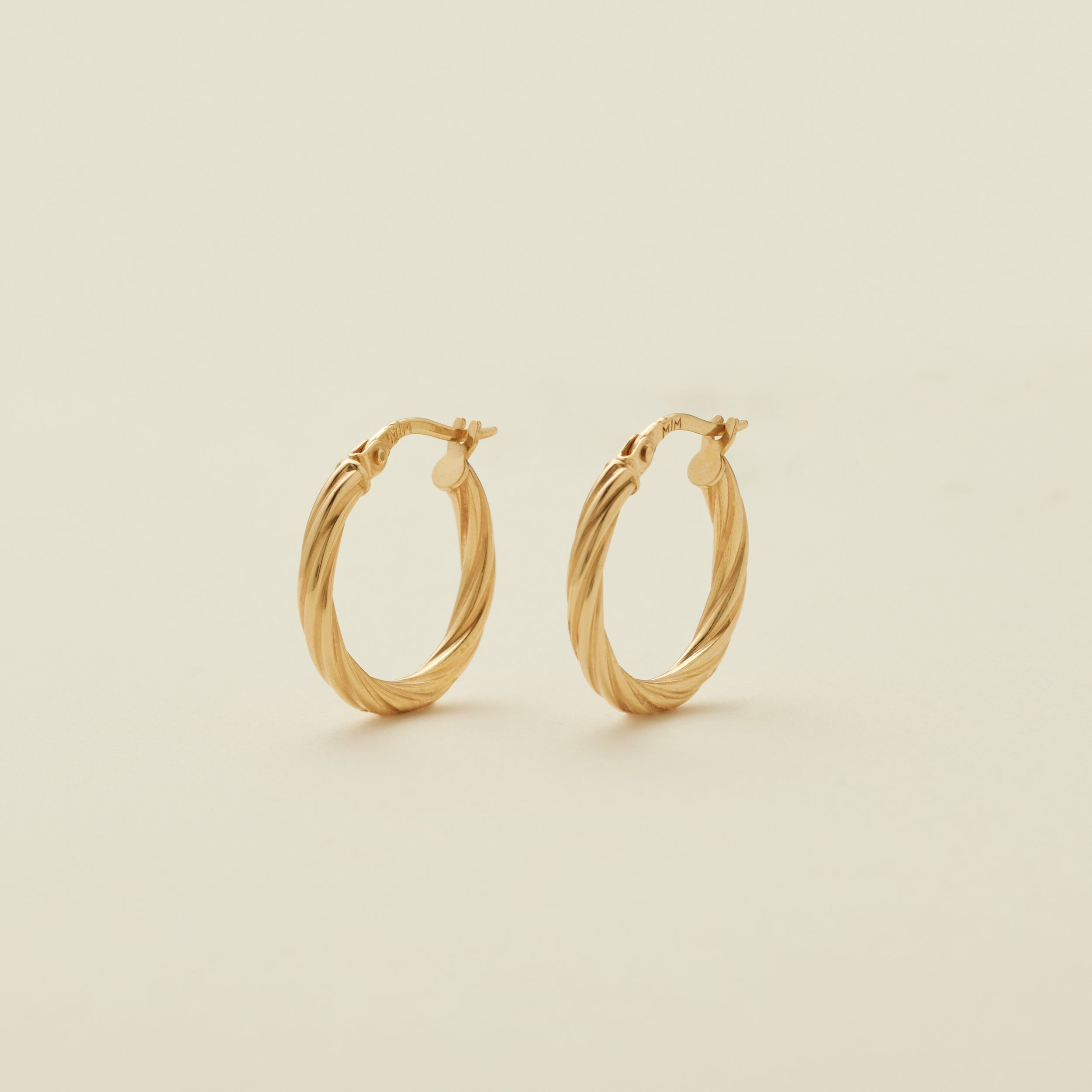 14k Solid Gold Twisted Hoop Earrings | Made by Mary (US)