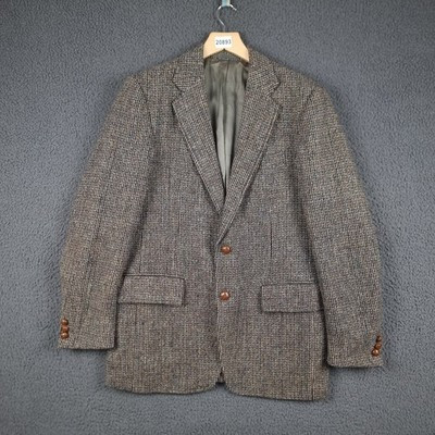 Vintage HARRIS TWEED Blazer Jacket Mens 40 Grey Check 100% Wool Sport Coat 80s | eBay UK