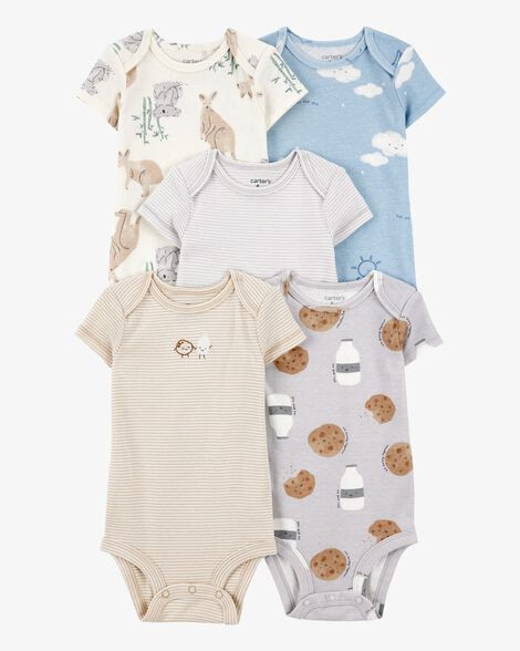 Baby Boy 5-Pack Kangaroo Cloud Short-Sleeve Bodysuits | Carter's Inc