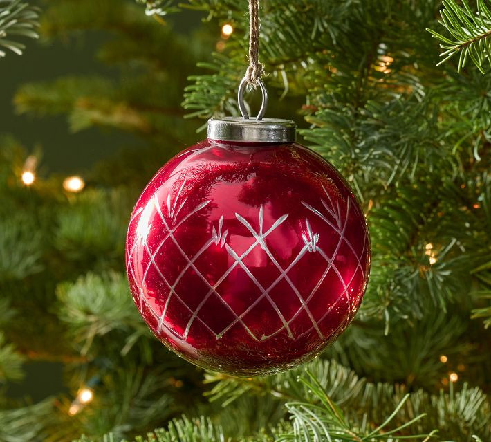 Oversized Red Cut Glass Ornament | Pottery Barn (US)