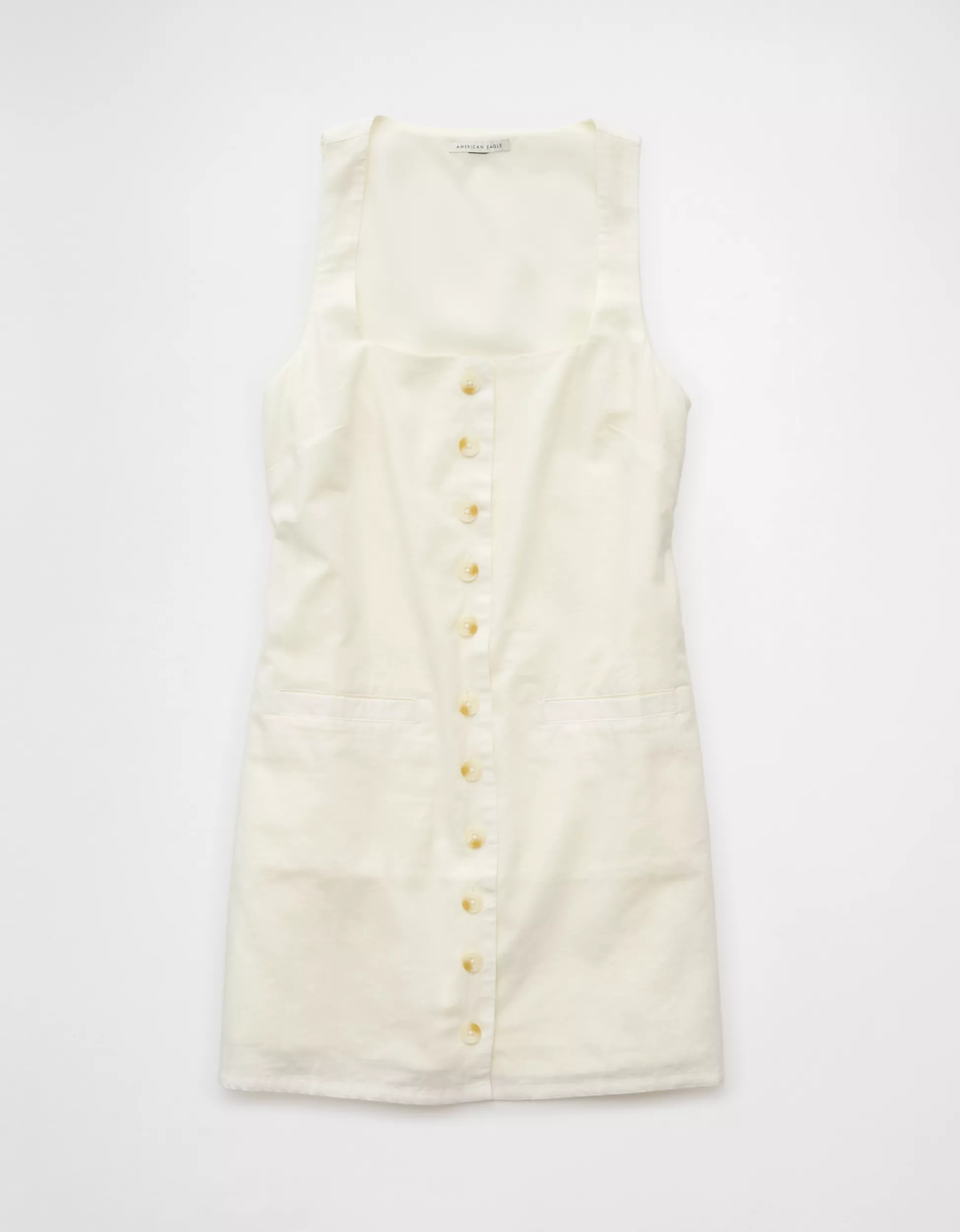 AE Square Neck Button-Up Mini Dress | American Eagle Outfitters (US & CA)