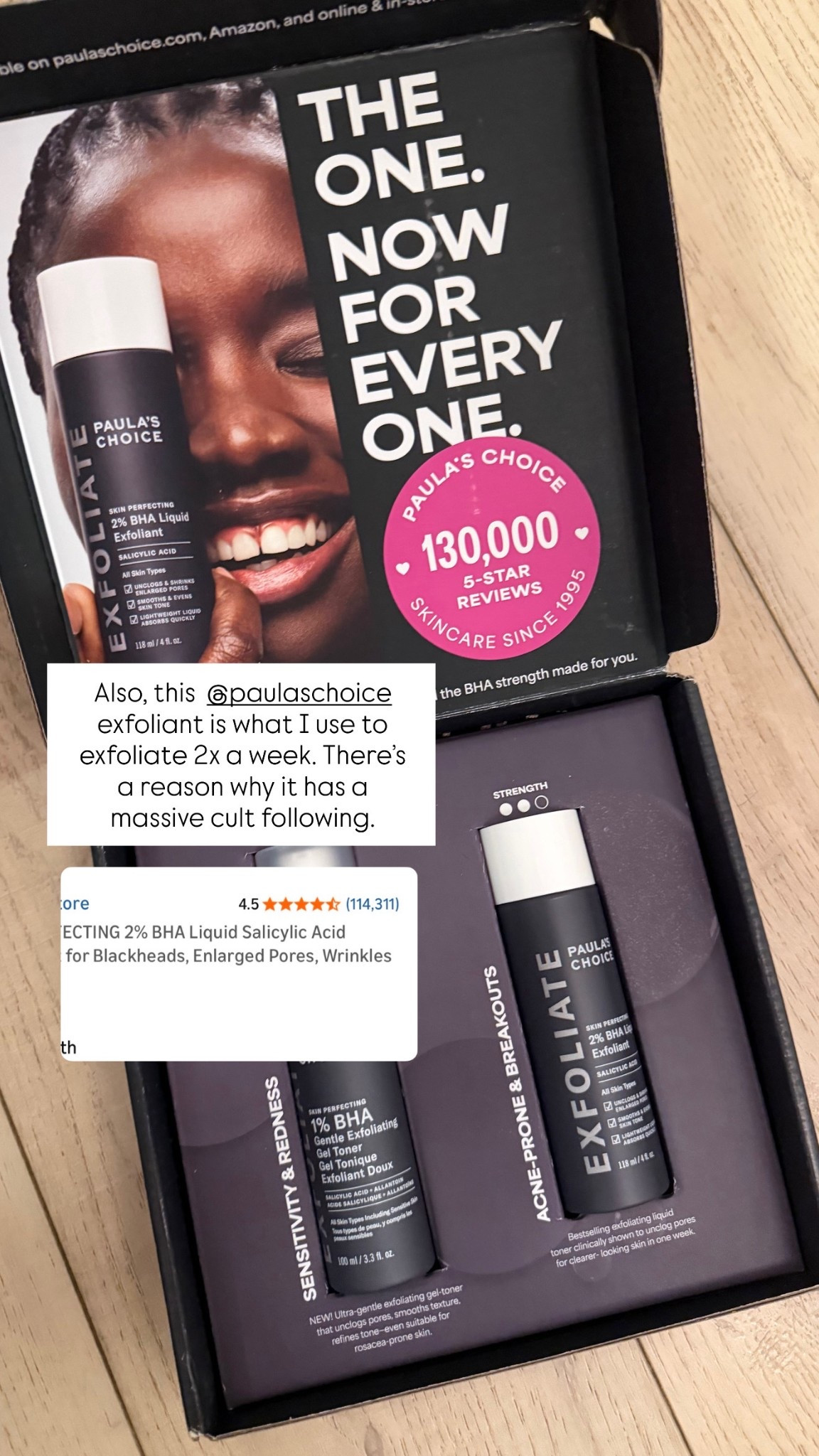 I use the 2% one. I use it 2x a week. I like to apply it to my skin with a cotton pad and then let it sit for 10 minutes and then start my skin flooding. ￼

#LTKOver40 #LTKSaleAlert #LTKBeauty