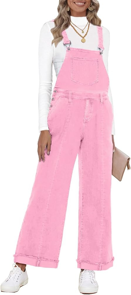 Vetinee Womens Overalls Denim Loose Fit Wide Leg Bib Stretch Baggy Jeans Jumpsuit Y2K Comfy | Amazon (US)