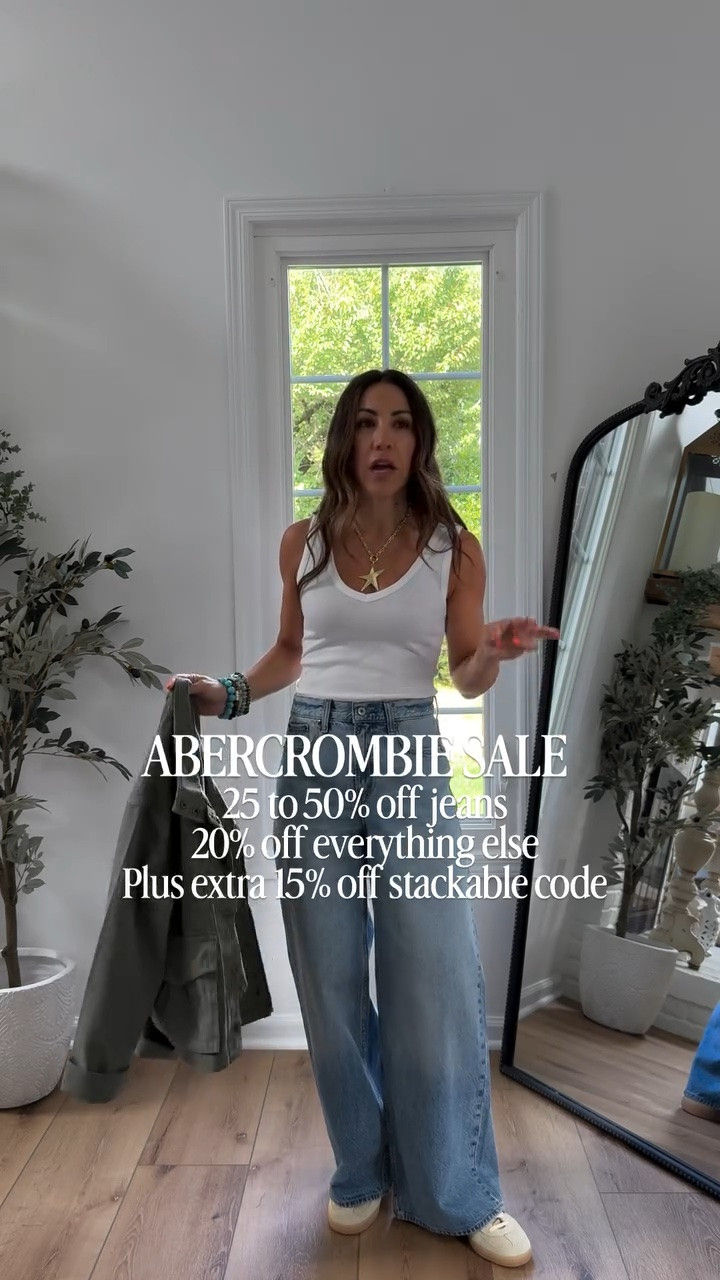 Just got some of the nicest fall outfits from @abercrombie and it’s all on sale. 25-50% off all jeans. 20% off everything else. Plus stackable code DENIMAF for extra 15% off! The jeans are crazy good & come in lengths. And great sweatshirts & jackets for fall. #abercrombiepartner @abercrombie 

Abercrombie code DENIMAF. Jewelry code HOUSEOFLEO20. 

Wide leg jeans, 25 short (color medium). Barrel jeans, 25 short (color light). 90s high-rise 26 x-shirt (color light wash). Hoodie medium. Cardigan small. Fall jacket small. Leggings small. Sandals TTS. Sneakers size down half. Tank small. 

Abercrombie. Fall fashion. Fall outfits.

#LTKOver40 #LTKSaleAlert #LTKPetite