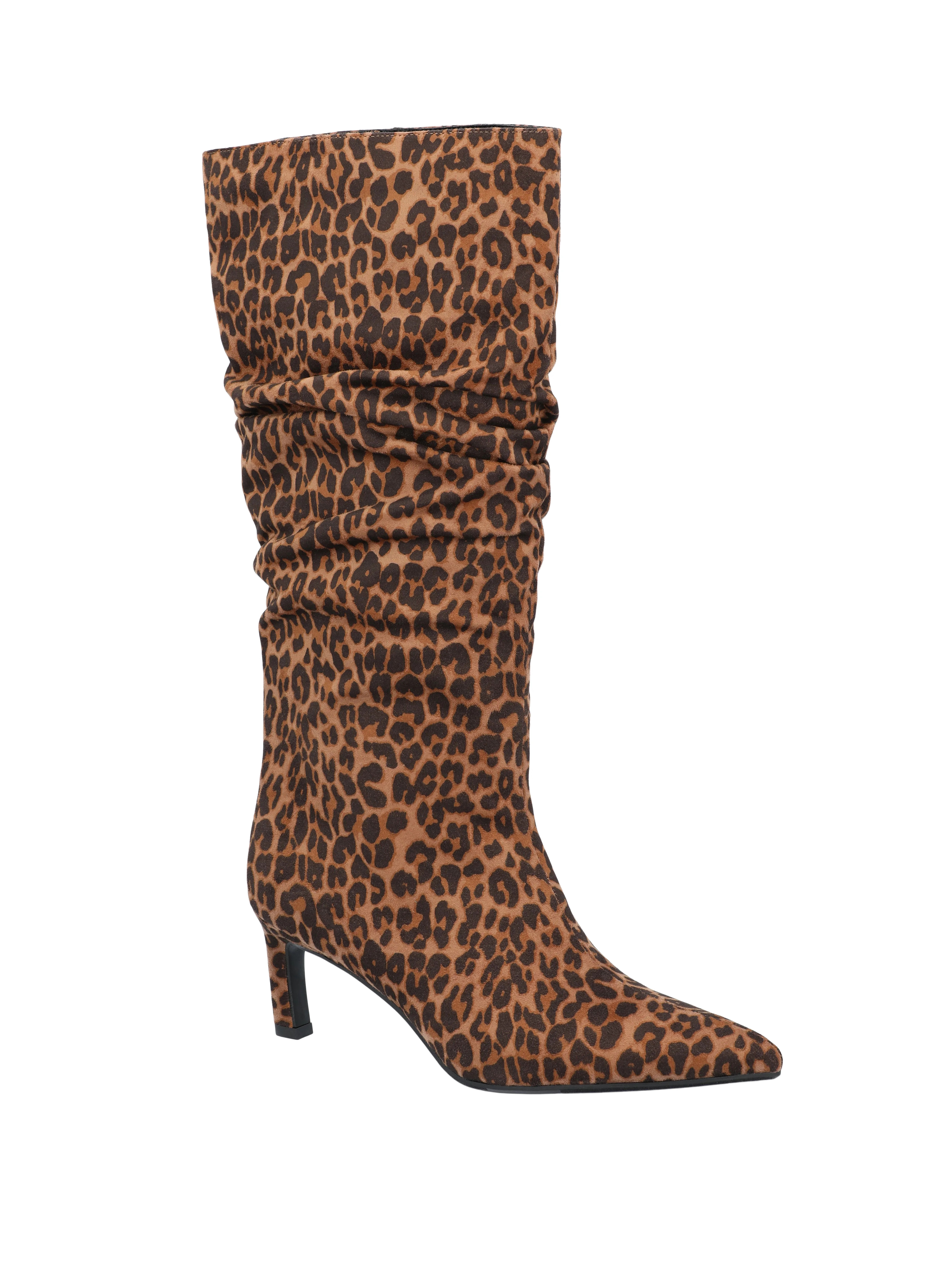 Time and Tru Women's Faux Suede Slouch Boots with Kitten Heels, Wide Width Available | Walmart (US)