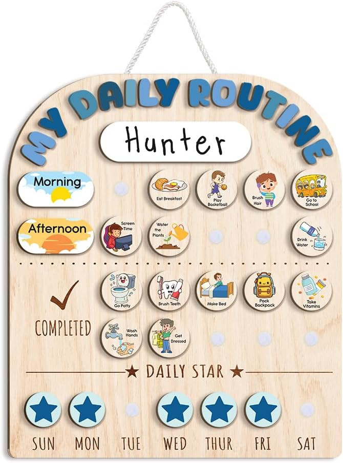 Wooden Chore Chart for Kids, Wooden Daily Routine Chart for Kids, Visual Schedule for Kids, Chore... | Amazon (US)