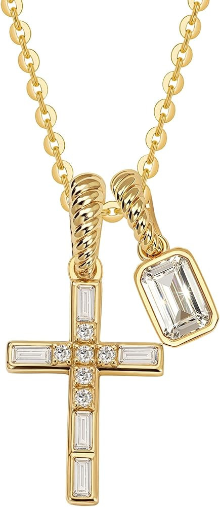 Fettero Gold Cross Necklace for Women Teen Girls - Double Pendant Necklaces 14K Gold Plated Remov... | Amazon (US)