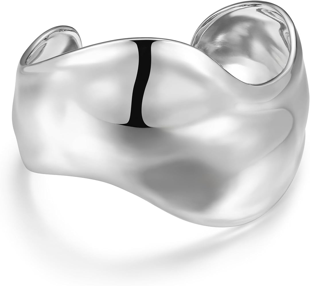Amazon Essentials (Demi's Pick) Silver Cuff Bracelet for Women - Fine Silver Plated, Chunky Bangl... | Amazon (US)