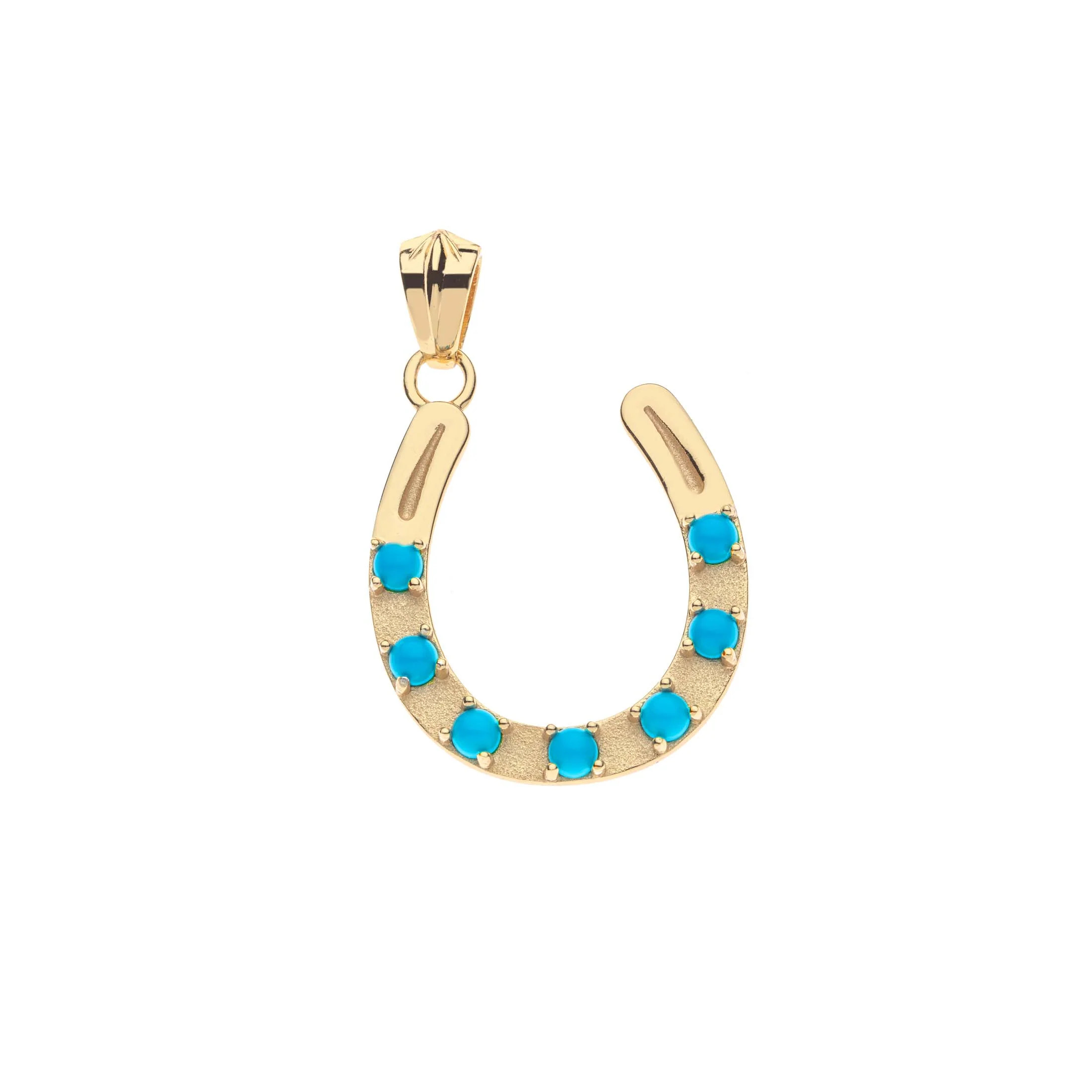 LUCKY Seven Stone Horseshoe Pendant in Turquoise | Jane Win