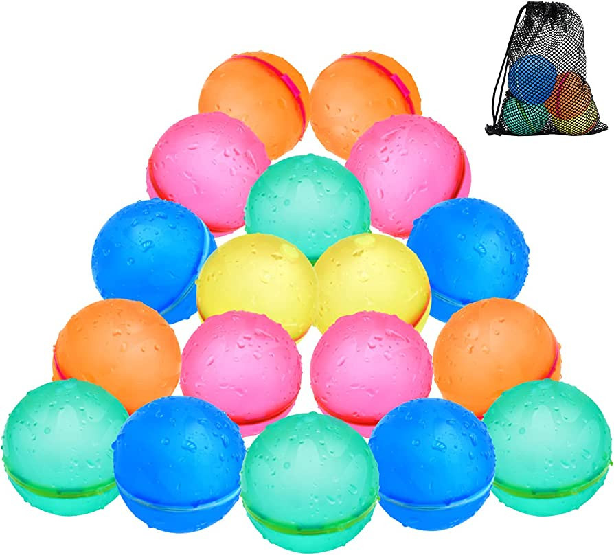 SOPPYCID Reusable Water Bomb Balloons, Latex-Free Silicone Water Ball with Mesh Bag, Self-Sealing... | Amazon (US)