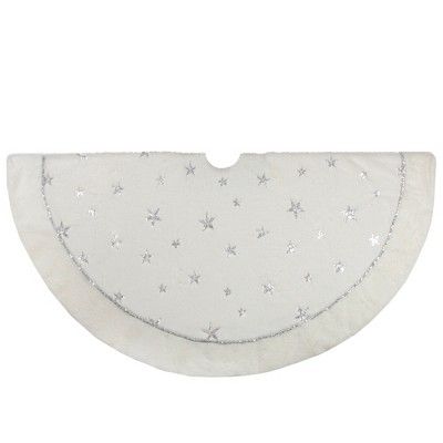 Northlight 48" White with Silver Sequined Stars Christmas Tree Skirt | Target
