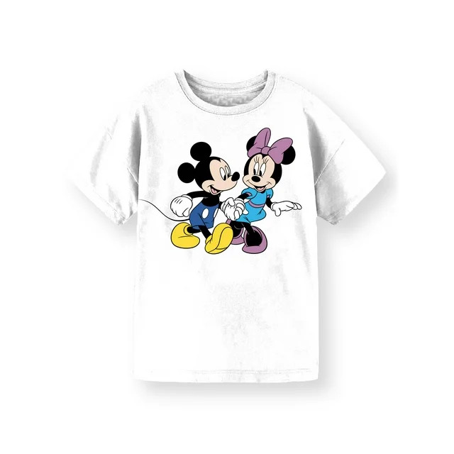 Disney Girls Mickey and Minnie, Crew Neck, Short Sleeve, Graphic T-Shirt, Sizes 4-16 | Walmart (US)