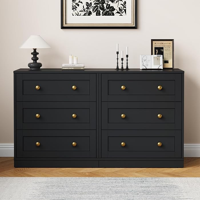 RoyalCraft Black Nightstand Set of 2, Night Stand with 3 Drawers Storage, Modern Bedside Table, E... | Amazon (US)