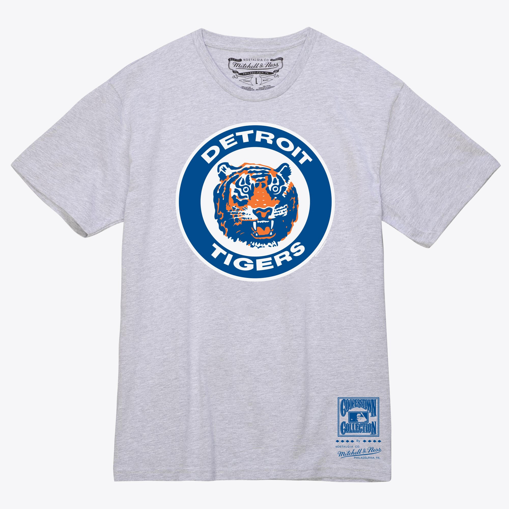 Men's Gray Detroit Tigers Basic Logo T-Shirt | Mitchell & Ness