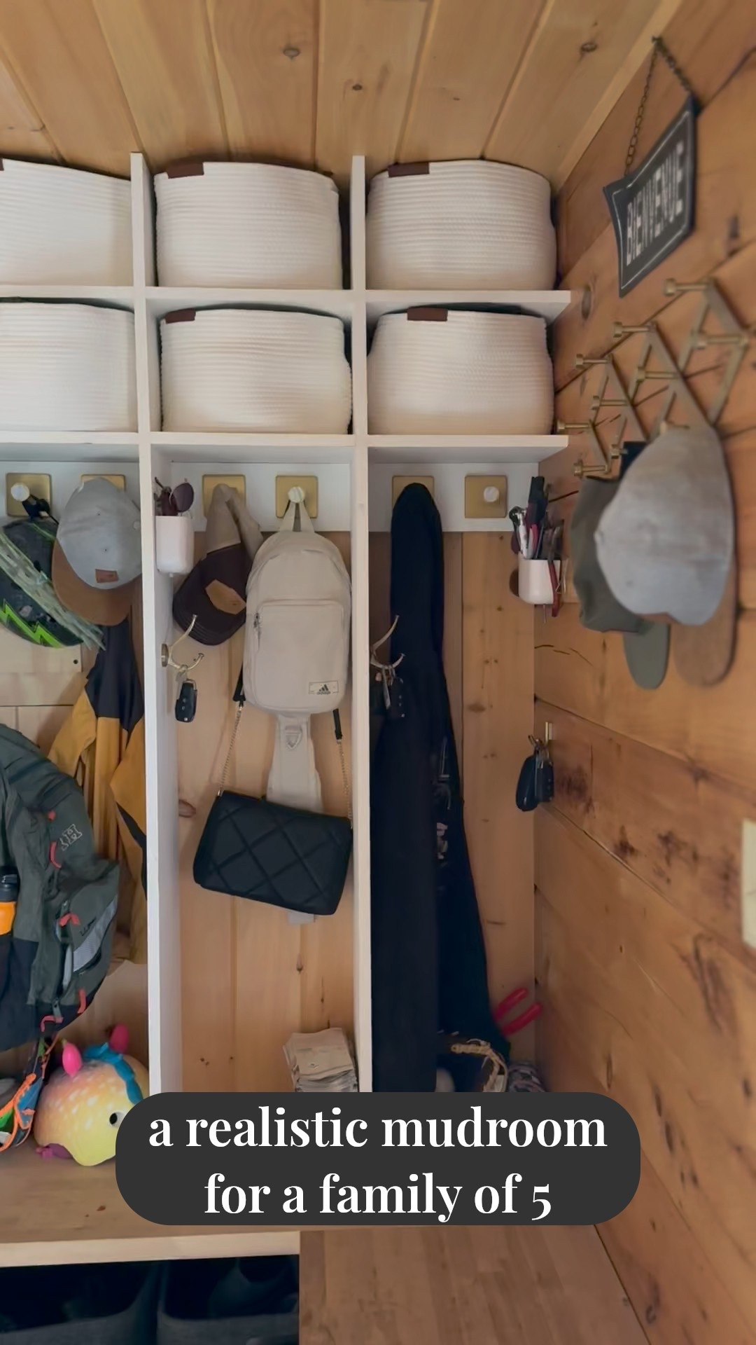 Our mudroom is clean(ish) and I’m calling it a win.

For a family of 5, this space does a lot of heavy lifting—yes, there are still backpacks, bike helmets, and Kyle’s tools (because: life), but it works for us and that’s what matters.

Sharing a few of the things that help keep it functional—hooks, baskets, and the butcher block bench we put together that I’m super proud of.

#RealLifeHome #FamilyOfFive #MudroomGoals

#LTKFamily #LTKFindsUnder50 #LTKHome