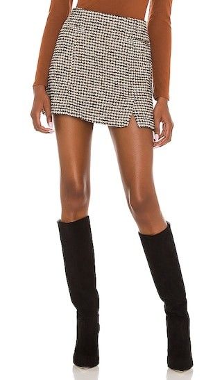 Christa Skirt in Black & Brown Houndstooth | Revolve Clothing (Global)