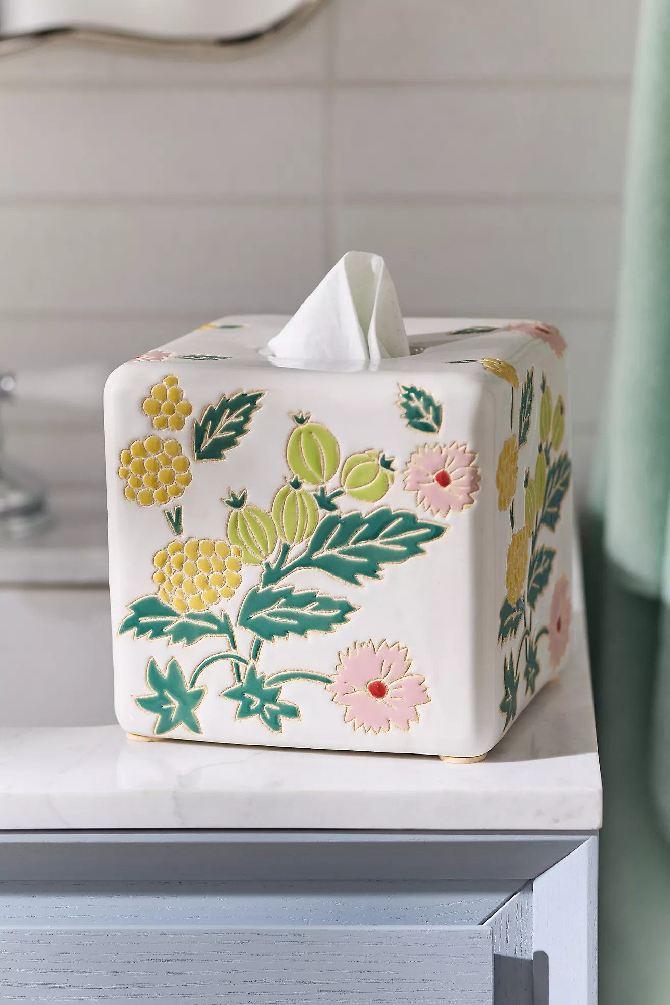Printed Ceramic Tissue Box | Anthropologie (US)