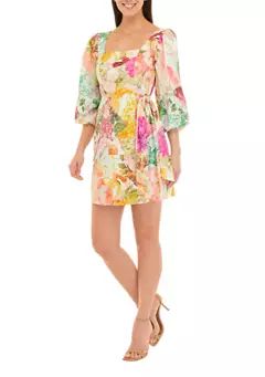 Vince Camuto Women's 3/4 Sleeve Square Neck Floral Print Dress | Belk