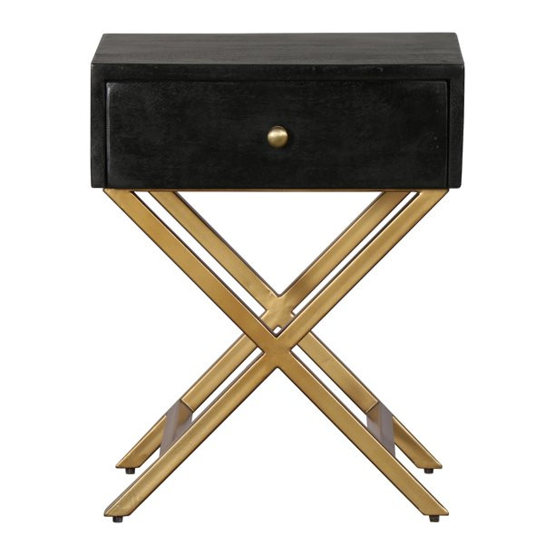 Home Meridian Black & Brass Side Table with Drawer - Walmart.com | Walmart (US)