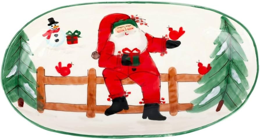 Vietri Old St. Nick Shallow Oval Bowl - Italian Handmade Ceramic Christmas Serving Dish, 17.5" L | Amazon (US)