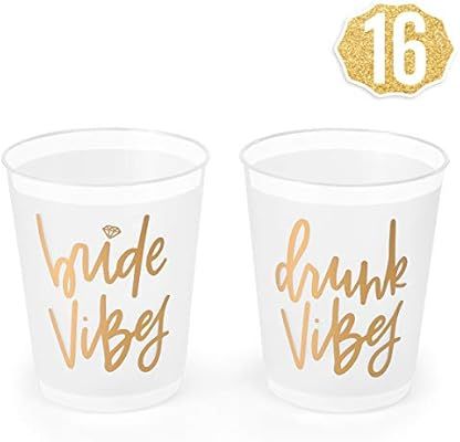 xo, Fetti Bachelorette Party Bride Vibes Cups - Gold, 16 Count, 16 Oz. | Bridal Shower, Engagemen... | Amazon (US)