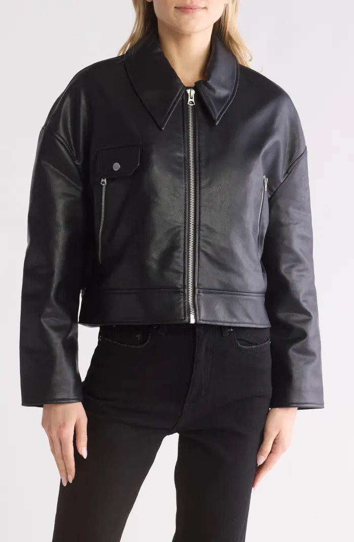Hudson Jeans Cropped Vegan Leather Jacket | Nordstromrack | Nordstrom Rack