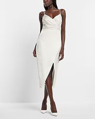 Bridal Jacquard Ruched Midi Dress | Express