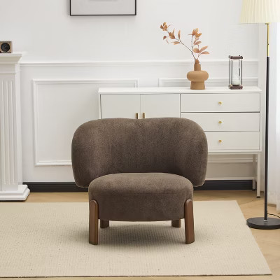 Christopher Knight Home Zoe Mid-Century Modern Upholstered Wingback Armless Chair, Dark Brown | Target
