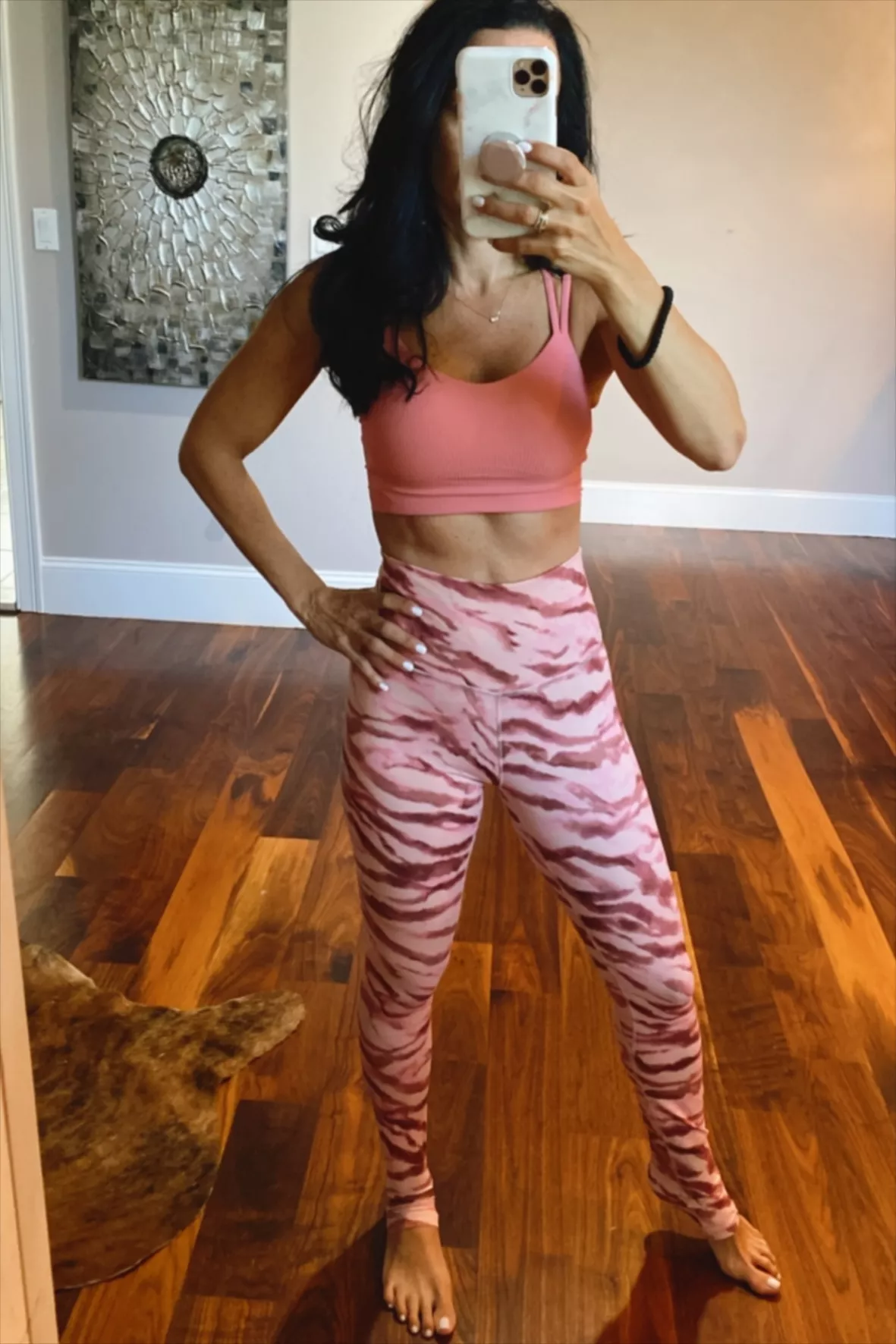 Pink Zebra Printed Cropped Gym Legging